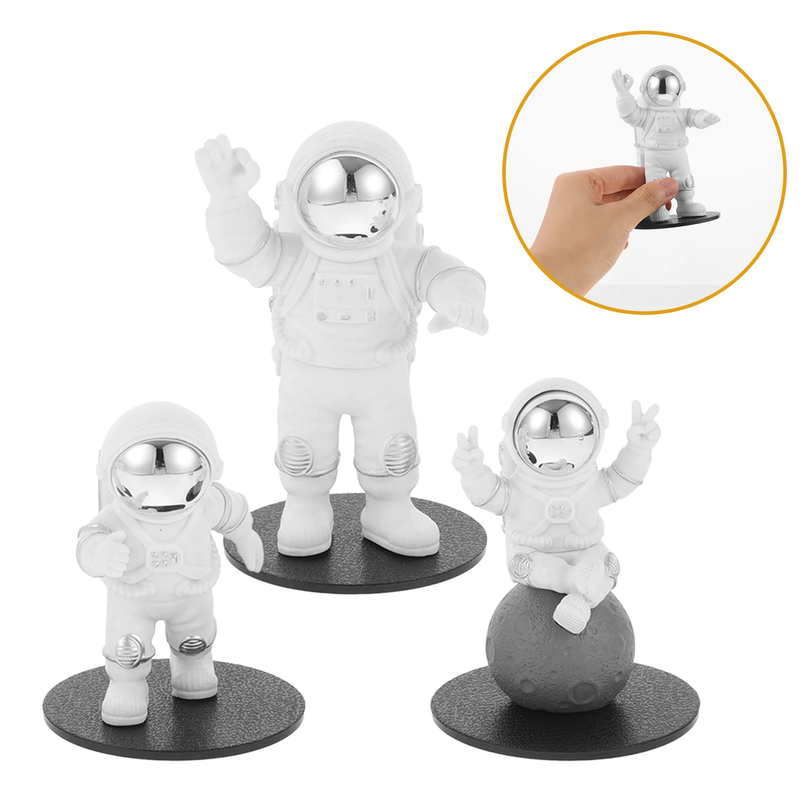 

3pcs Astronaut Decor Car Dashboard Charms Stylish Space Theme Pendant For Car Interior Universal Fit Dash Accessories