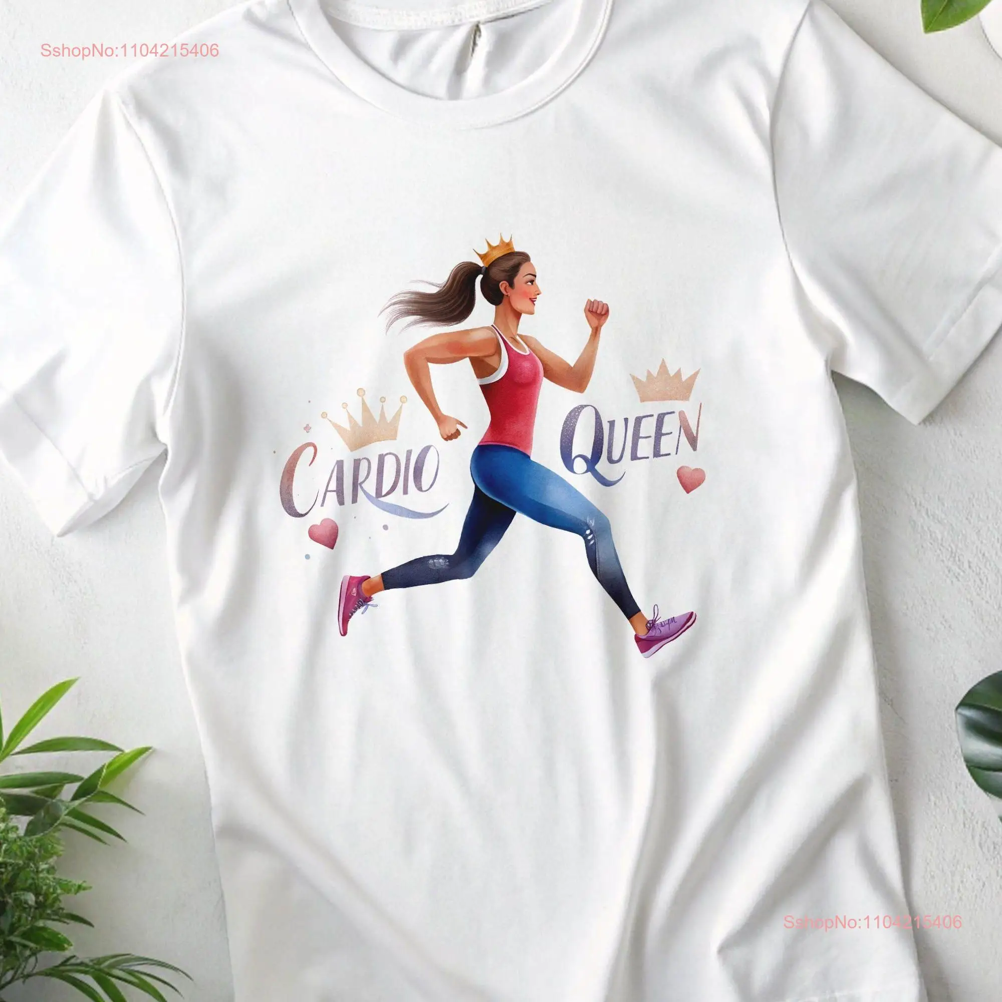 Cardio Queen T Shirt Running Girl WorkouT Fitness apparel Gym wear Activewear For Her long or short sleeves