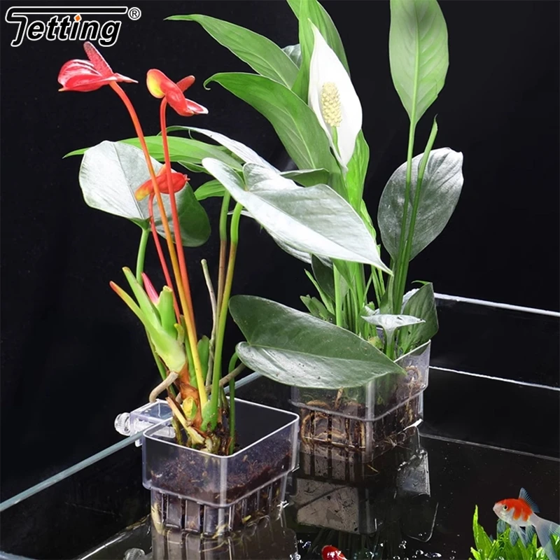 Aquarium Planting Basket Hydroponic Support Hangable Fish Tank Water Grass Cup Holder Wall Hanging Flower Pots