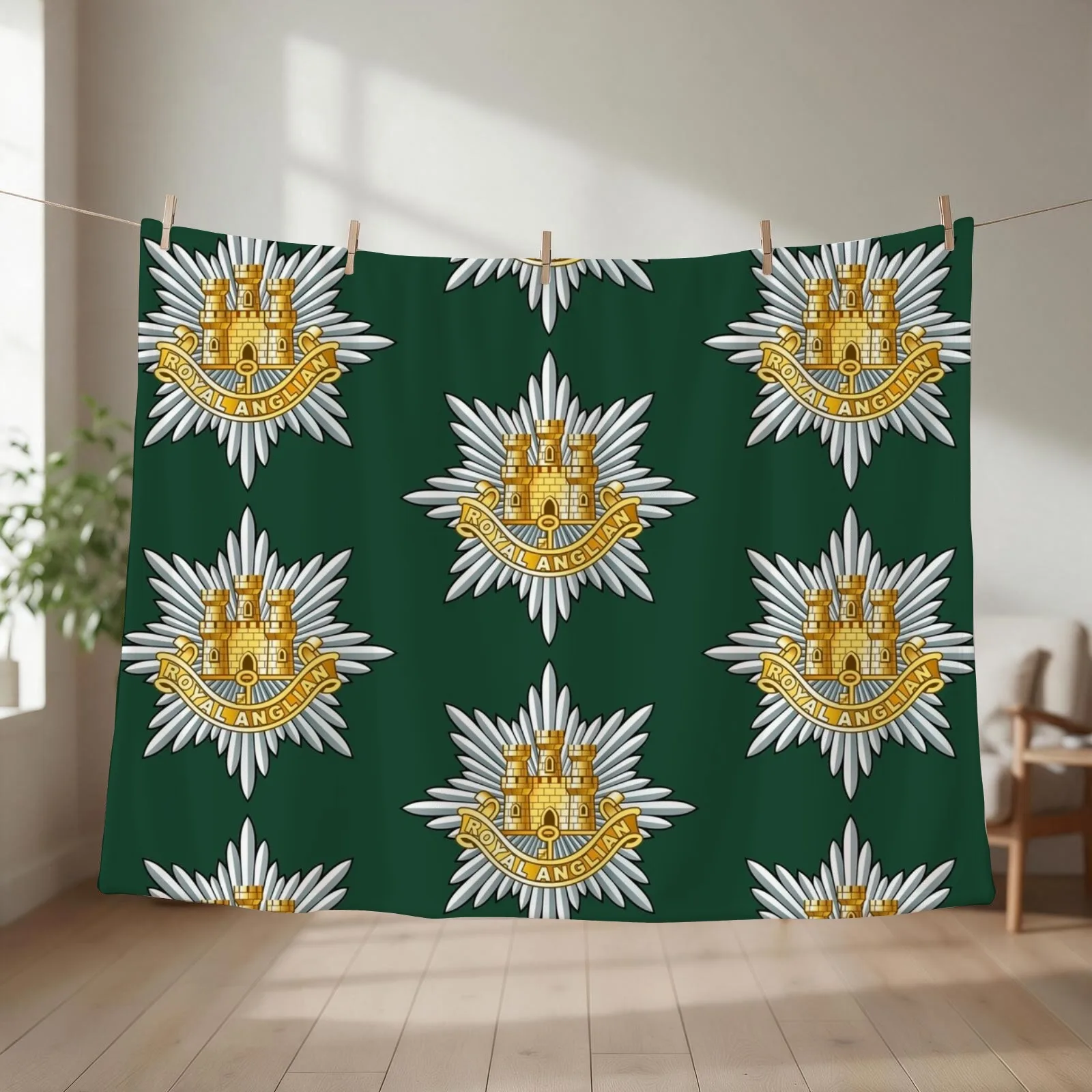 Royal Anglian Regimental Badge Throw Blanket couch cozy soft plush fuzzy picnic outdoor blanket