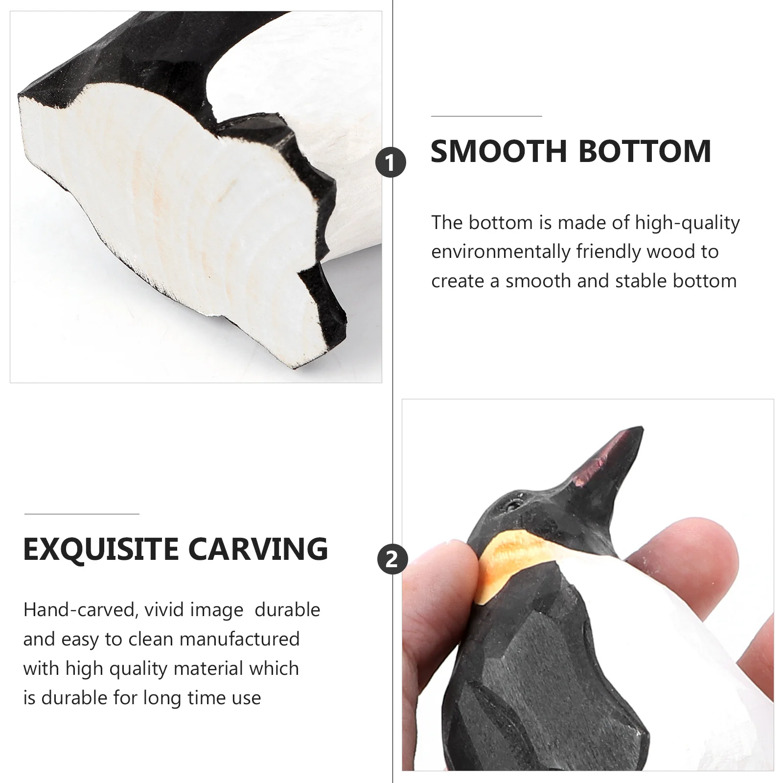 

1 pc Wooden Penguin Decoration Black Stylish Carved Unique Table Adornment For Office Home Desktop Christmas Gift Animal Craft