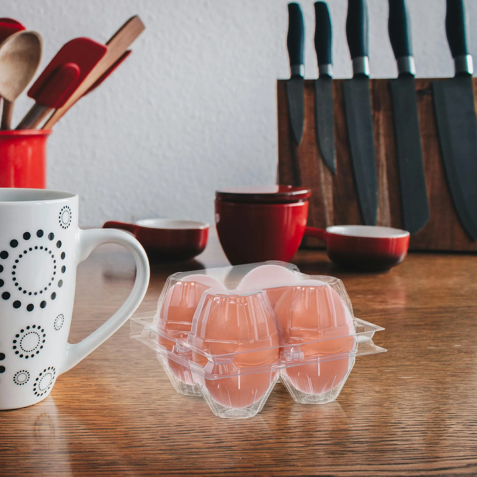 

50Pcs Egg Container 4 Eggs Clear Plastic Holder Mini Size for Camping Picnic Refrigerator Cabinet Stable Protection