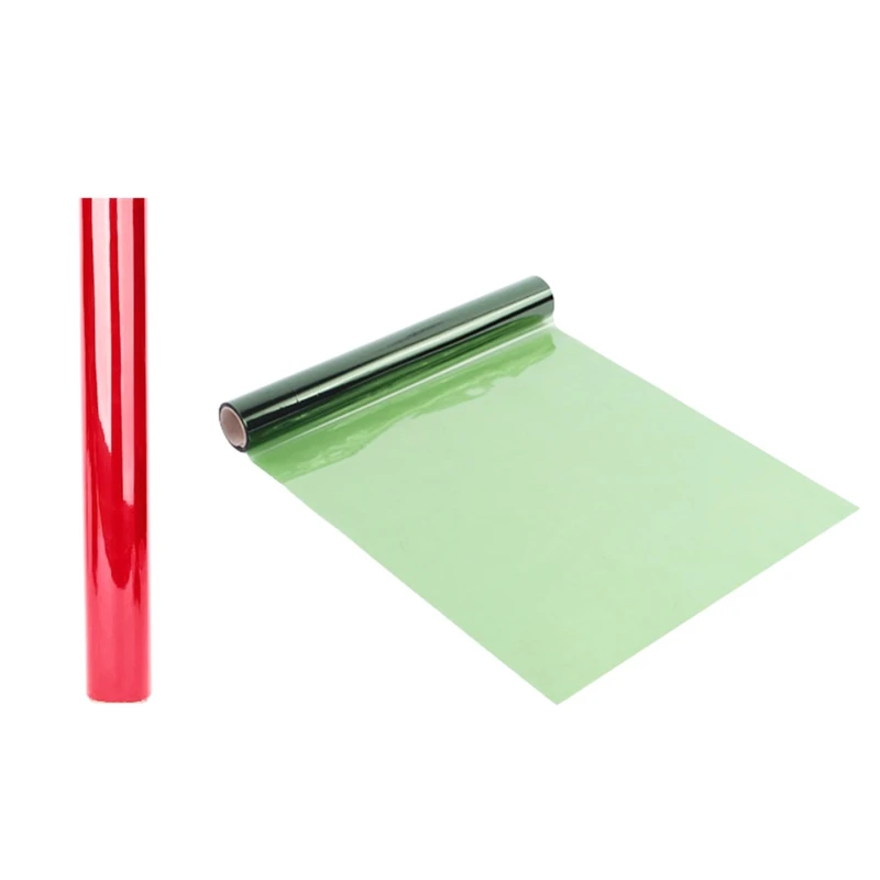 2 Rolls Christmas Cellophane Roll Cellophane Wrapping Paper Red & Green For Gift Basket Treats Package Storage