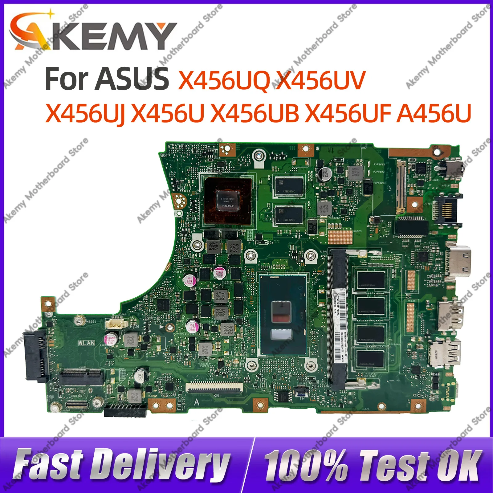 

For ASUS X456UJ X456U X456UB X456UF A456U X456UQ X456UV X456UR Notebook Motherboard i3 i5 i7 6th Gen CPU 4G DDR3 Tested OK