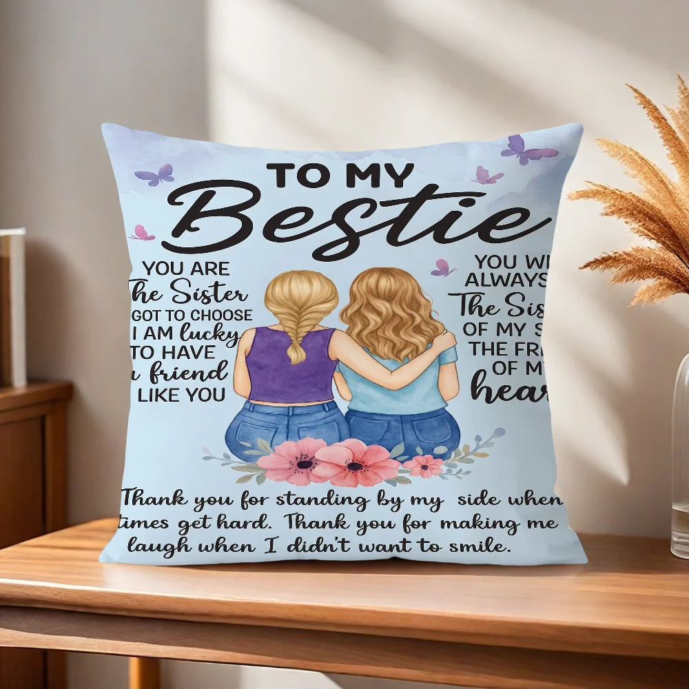 Kissenbezug mit Motiv „Beste Freunde“ für Zuhause, Sofa, Wohnzimmer, Büro, Café, Auto. – Detail 6