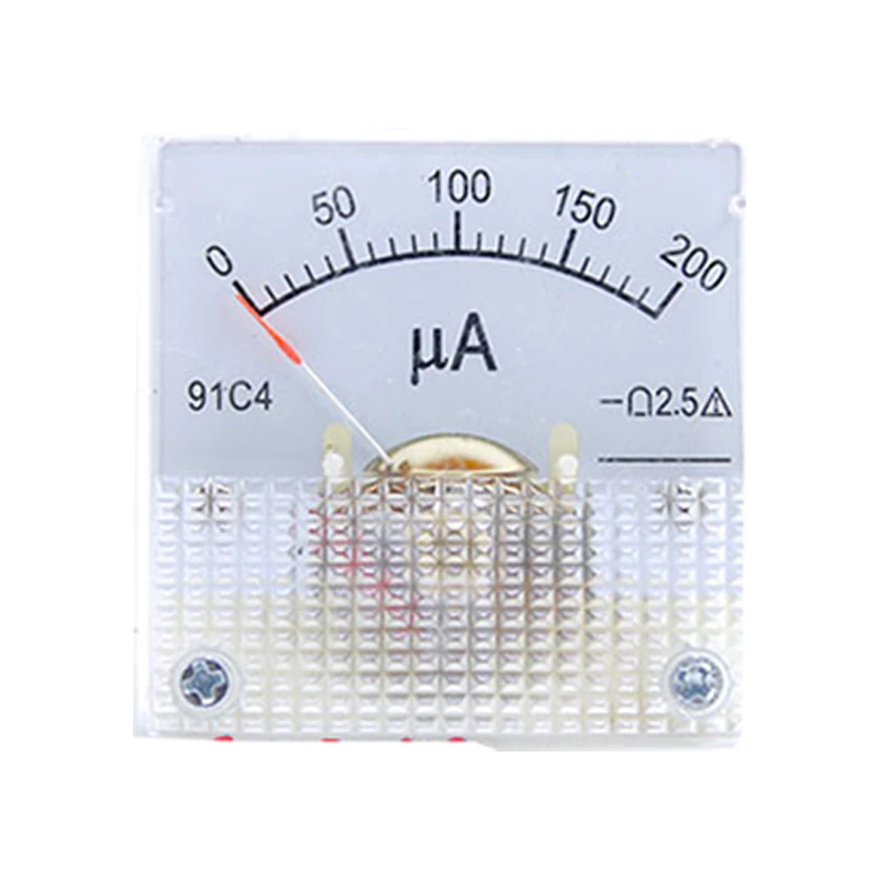 Dc microammeter 91c4 0-100uA 100uA 200uA 300uA 500uA Rectangle Analog Panel Ammeter Gauge Amperemeter Class 2.5 45*45mm