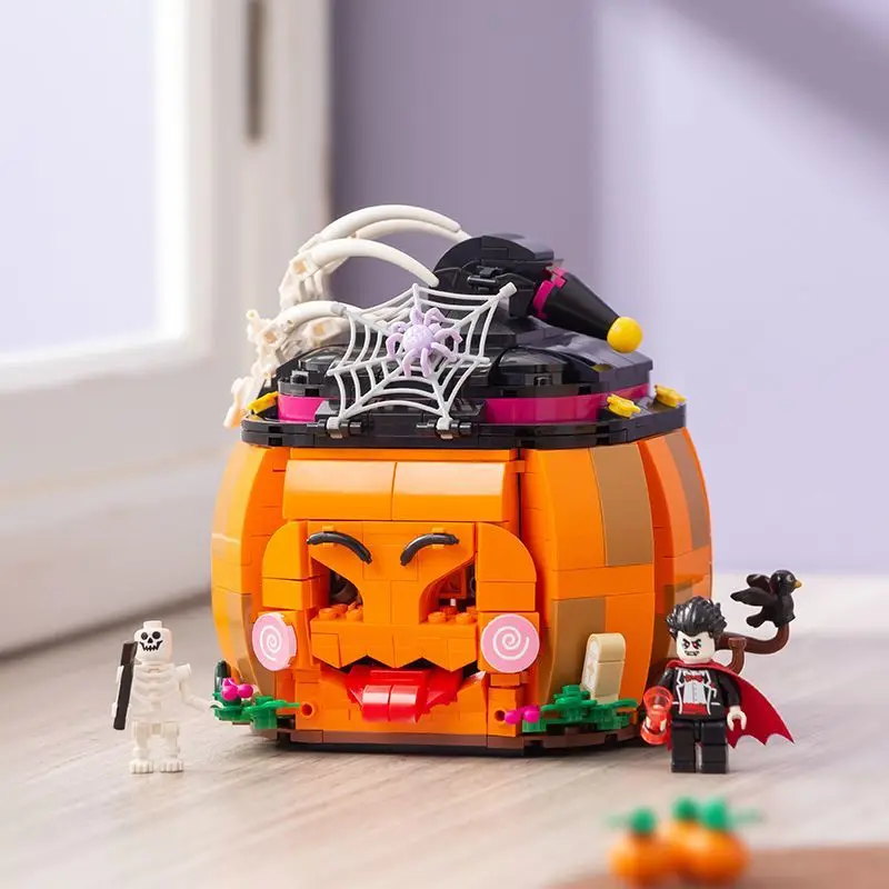 

Halloween Pumpkin House Building Blocks Assembling Children's Toys Small Particles Assembling Ornaments Boys and Girls Gifts