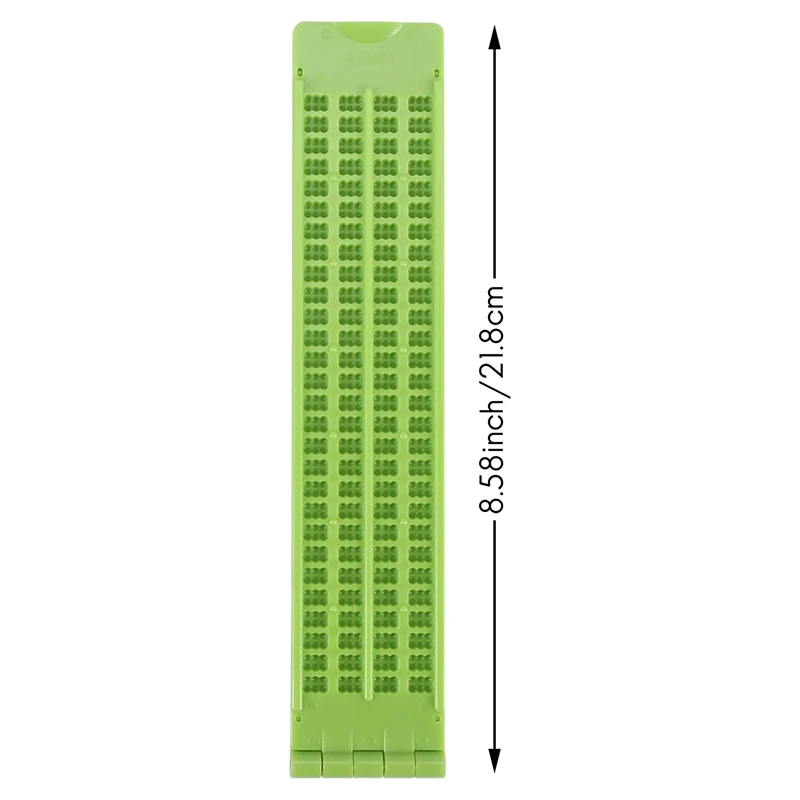 Pizarra Braille de plástico, 4 líneas, 28 celdas, verde (2)