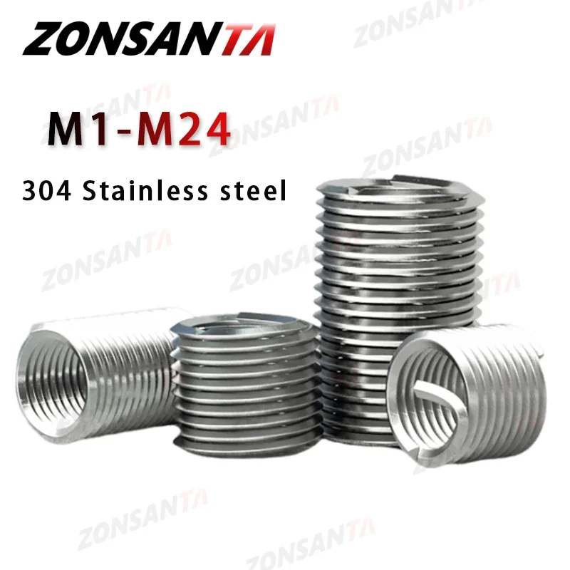 M1.6 M2 M2.5 M3 M3.5 M4~M24 Stainless Steel Helical Thread Inserts Screw Bushing Coiled Wire Sleeve Set Thread Wear Repair Kit