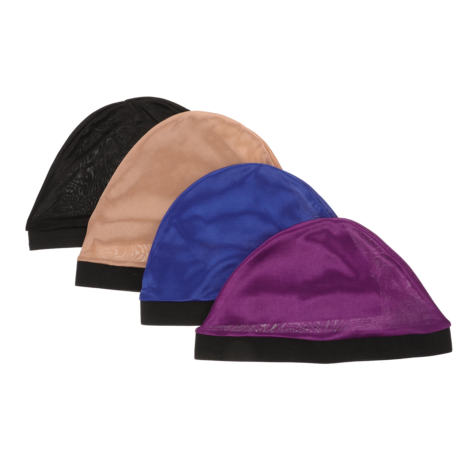 

4pcs Satin Shower Cap Silk Bathing Caps Sleep Bonnet Elastic Sleeping Hat Disposable Bath Hat Housework Head Cover