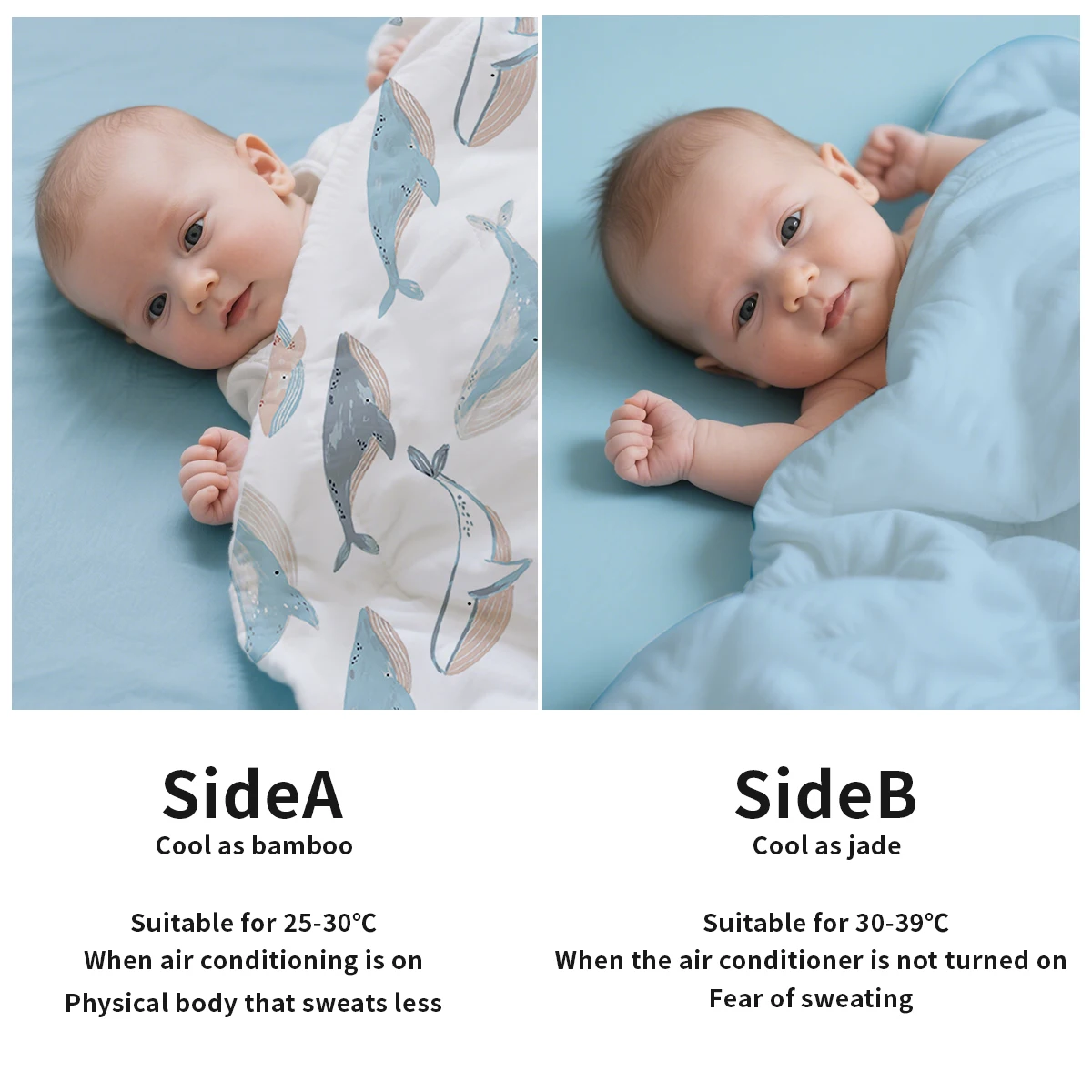 كانجوبيبي # حياتي الناعمة #   بطانية أطفال مبطنة بالقطن مزدوجة الجانب لجميع المواسم قابلة للتنفس لحديثي الولادة مقاس 110 × 150 سم