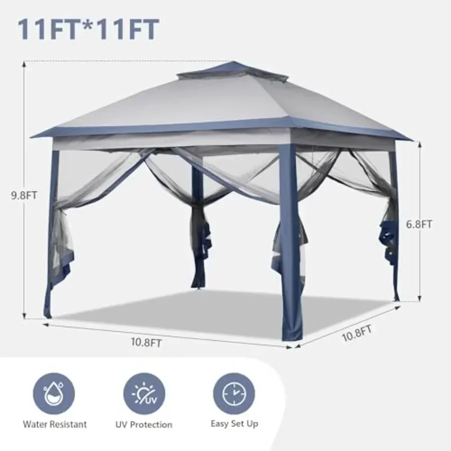 11x11 Pop Up  Tent Outdoor  with Netting Outdoor Gazebo for Backyard Tent with Handbag