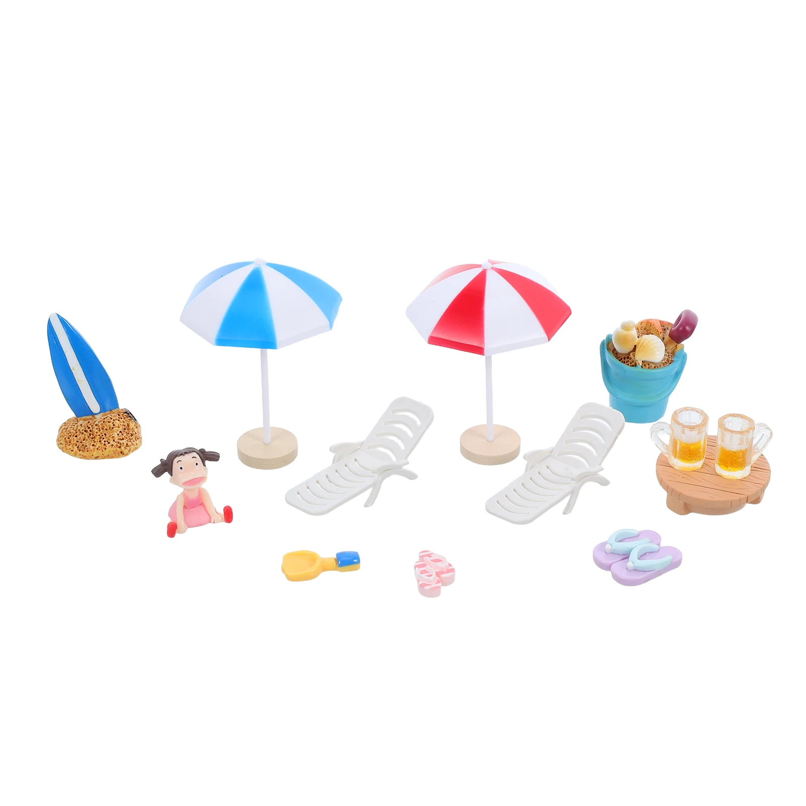 

13pcs Mini Beach Decorations Resin Plastic Dollhouse Accessories Waterproof Sturdy Vibrant Theme Diy Craft Party Supplies Micro
