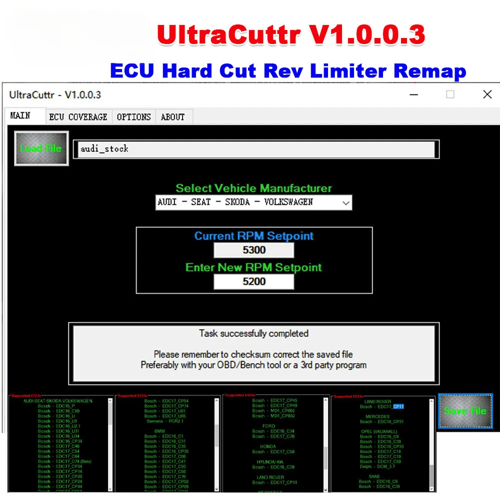 UltraCuttr ECU Hard Cut Rev Limiter Remap Software Change The Maximum Rev Limit of ECU Change Revolutions Per Minute RPM Value