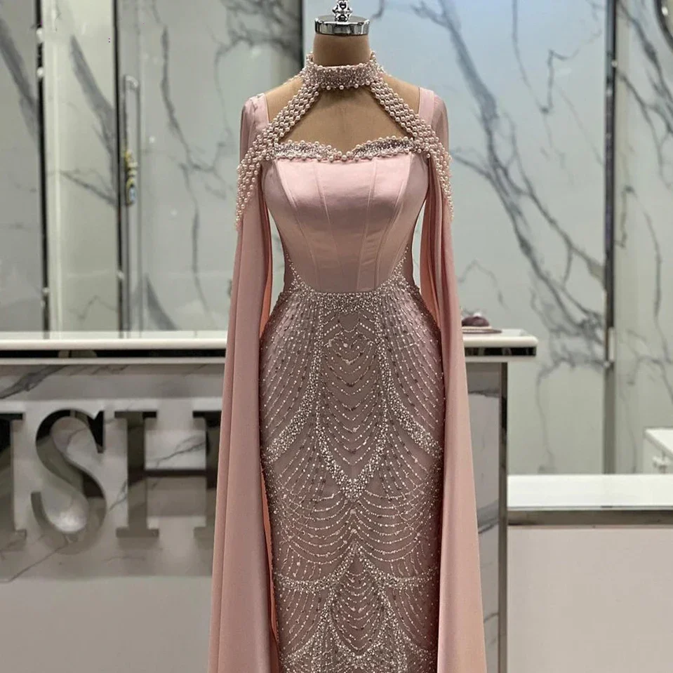 Personalizzato di alta qualità Halter Sweetheart alla caviglia in rilievo da donna dritto rosa con cerniera macchia Robe Soirées Luxe 2025 hanna Salah 