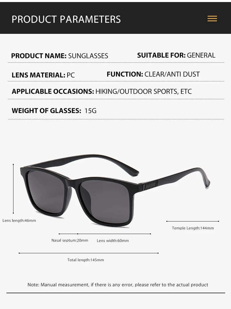 2024 neue Herren Business Polarisierte Sonnenbrille Quadratischen Rahmen Mode Sonnenbrillen Outdoor Angeln Fahren – Detail 2