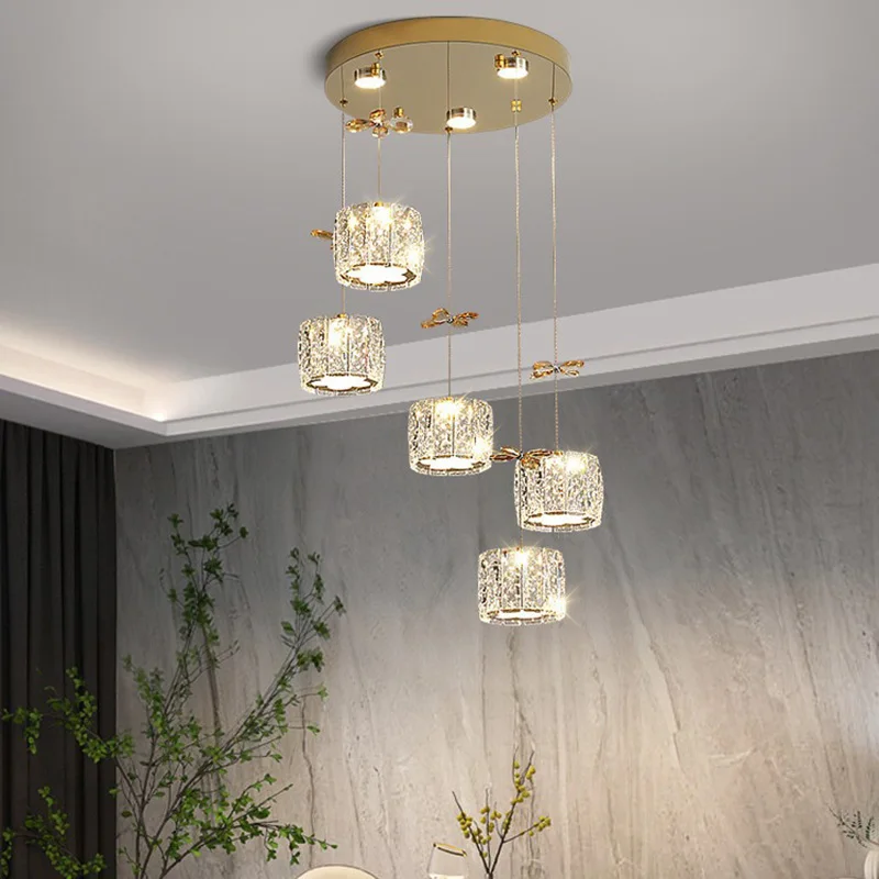 الحديثة الفاخرة غرفة الطعام كريستال الثريا التصميم الإبداعي قلادة LED ضوء لغرفة المعيشة المطبخ الدرج إضاءة داخلية #3