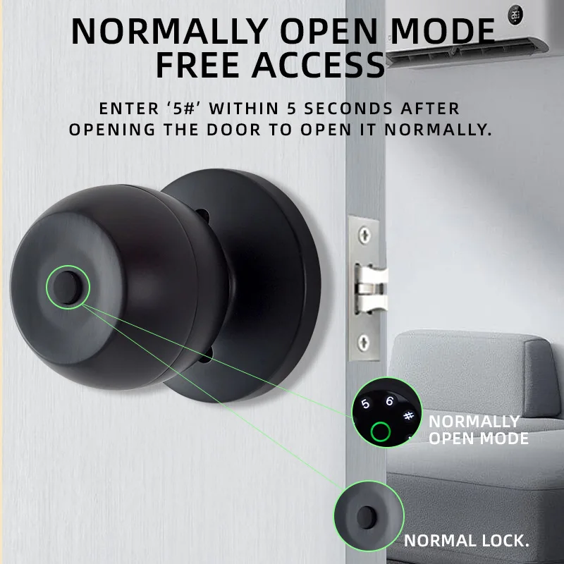 Smart Lock Biometric Password and Fingerprint Electronic Replacement Ball Lock Aluminum or Wooden Door Lock