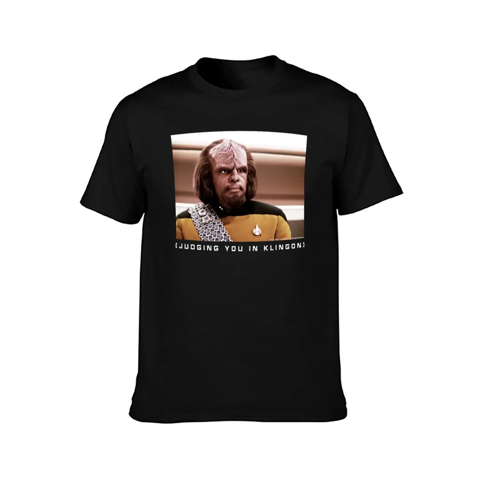Star Trek Next Generation Worf ( Judging You In Klingon) Portrait T-Shirt Summer Holiday Casual Tee