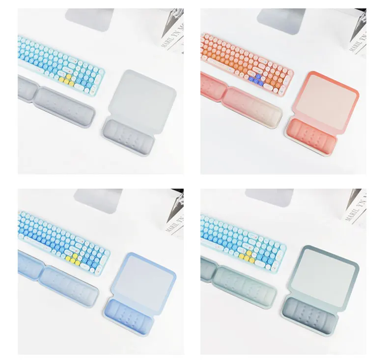 Weiches Handgelenkauflage-Mauspad-Set in Macaron-Farben, Tastaturunterlage, ergonomische Schreibtischunterlage für Büro und Gaming, 6 Farben – Detail 2