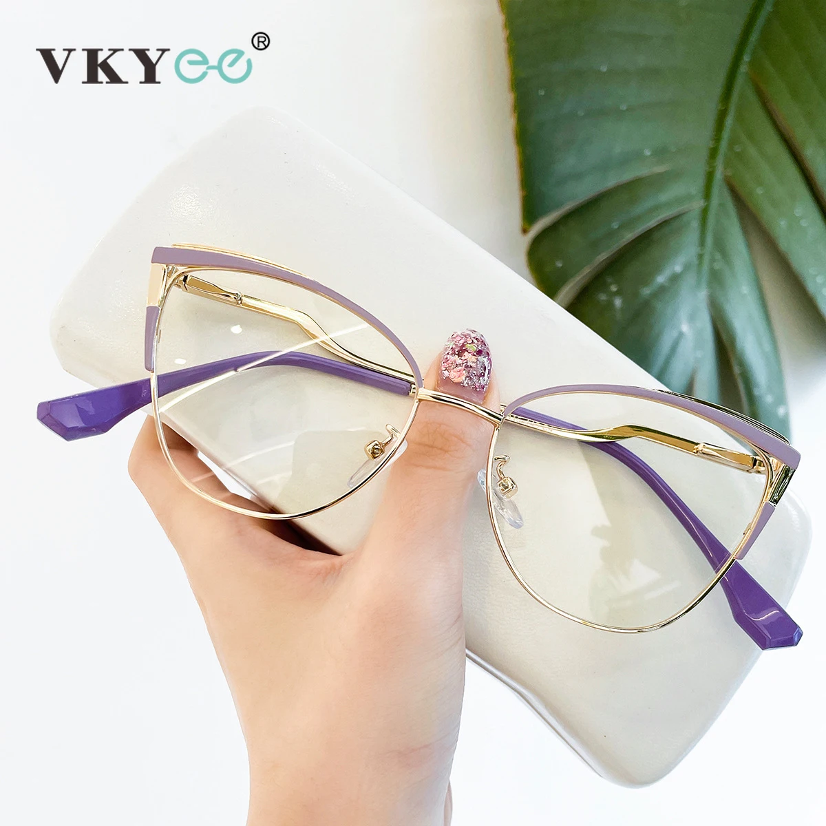 

VICKY Fashion New Personalized Cat's Eye Design Women's Anti-Blue Light Reading Glasses Customizable Prescription 68001