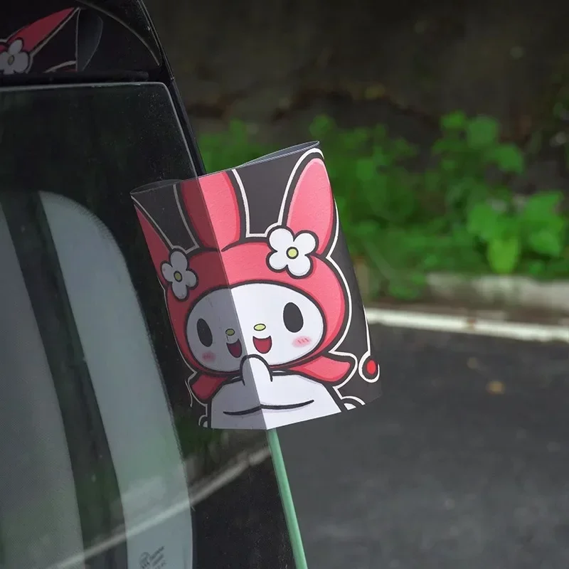 Sanrio stiker Label dapat dicuci untuk mobil stiker dekorasi pintu ekor mobil lucu kartun Kuromi My Melody Aksesori Mobil stiker Anime