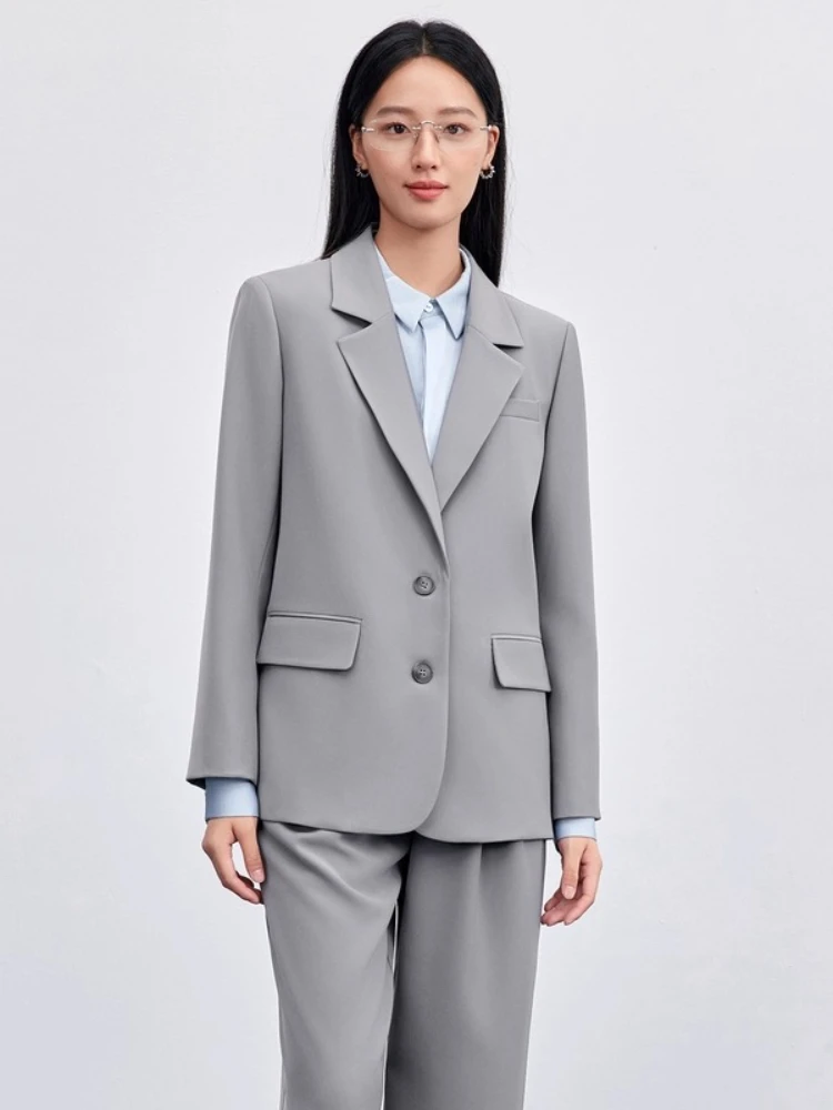SENTUBILA Women's Straight Pant Suits 2025 Autumn New Arrival Solid Suits Single-Breasted Two-Button Two-Piece Set 153ZE8813Z