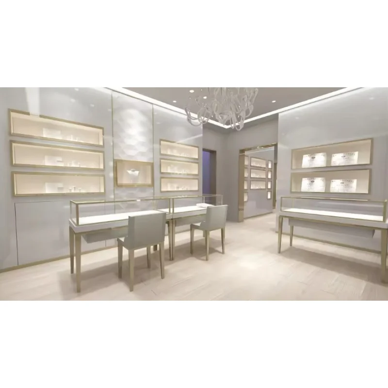 Custom. Stainless Steel Jewellery Cabinet Showroom Display Stand Jewelry Store Furniture Interior Design Display Glass Showcase