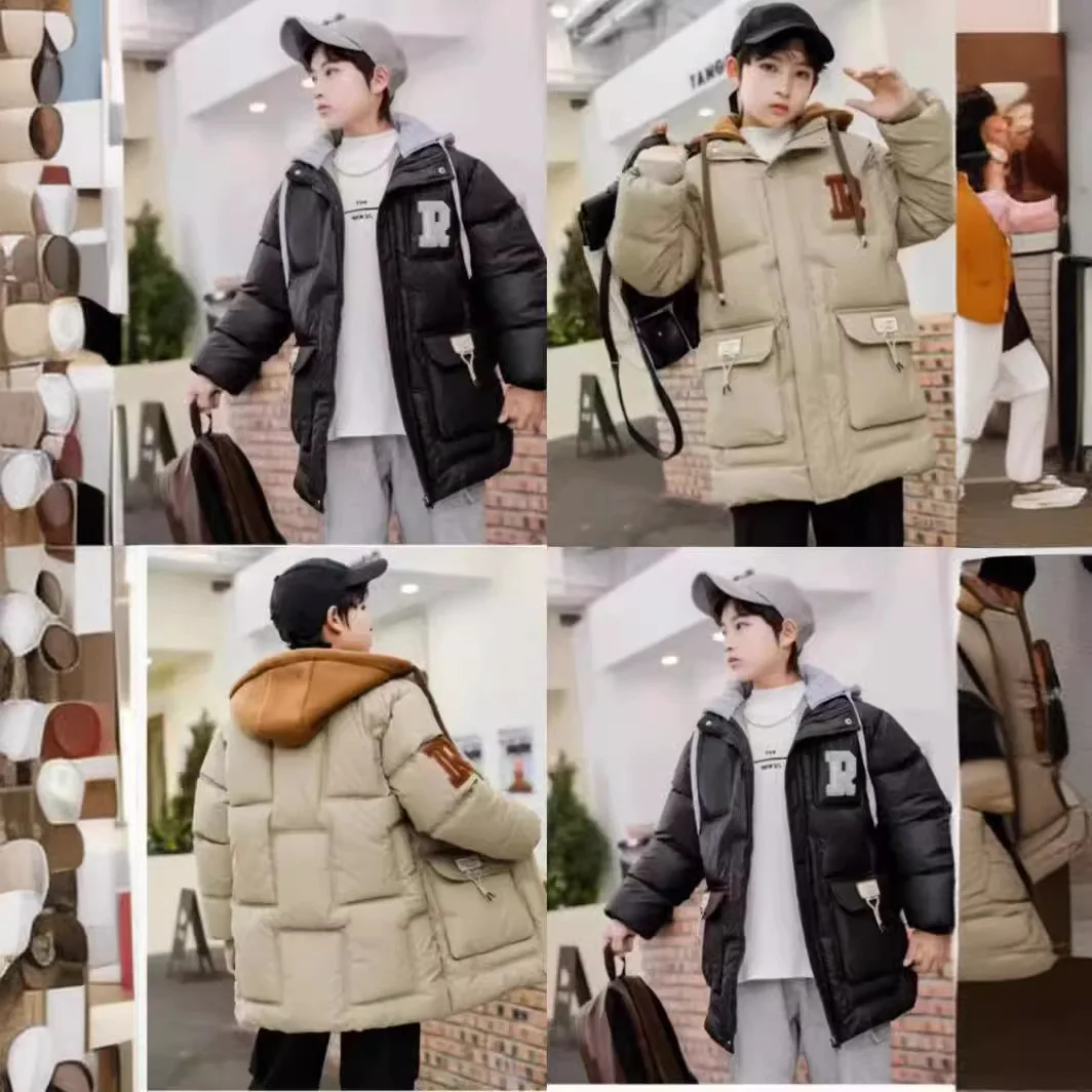Boys' winter coat 2024 new cashmere thickened foreign style to wear boys' trendy cotton-padded clothing fashion image 4