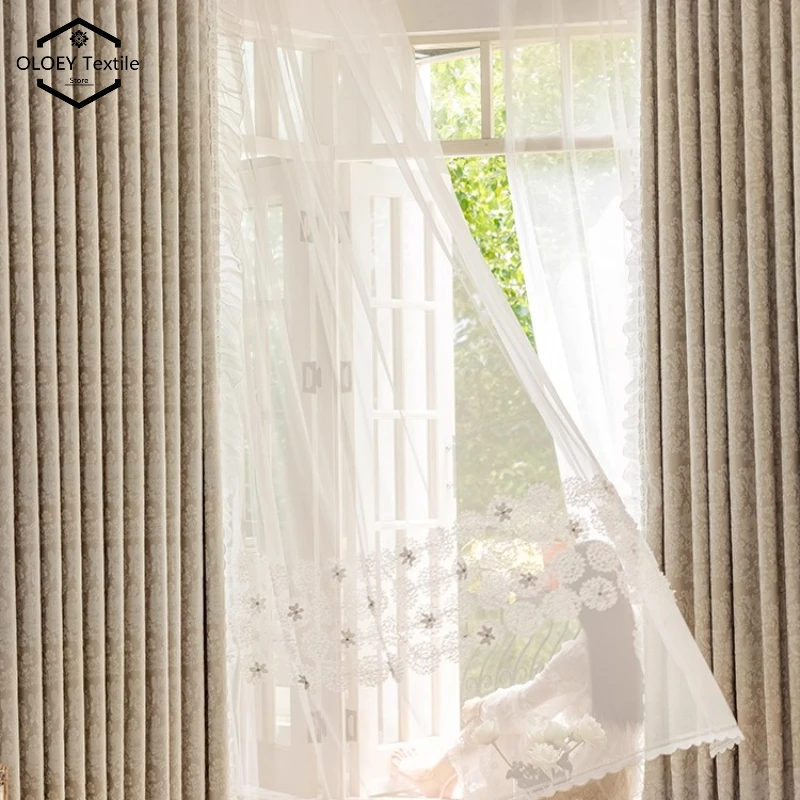 

Modern Vintage French Style Chenille Jacquard Bedroom Curtains High End Light Blocking New Luxury Atmosphere Lace Palace Drapes