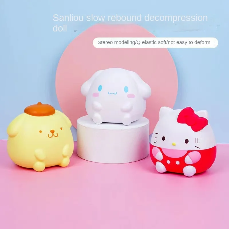 Sanrio HelloKitty Pinching Music Action Anime Figures Kuromi Mymelody PompomPurin Cinnamoroll Cute Toys Decompression Toys Gifts