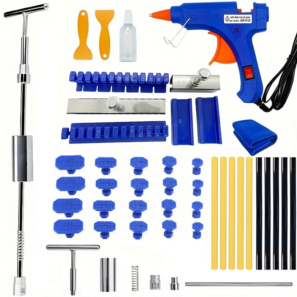 자동차 덴트 수리 T-바 슬라이드 해머 및 리버스 흡입 컵 도구 키트 – 자동차 바디 페인트리스 수리 금속 풀러 제거 액세서리