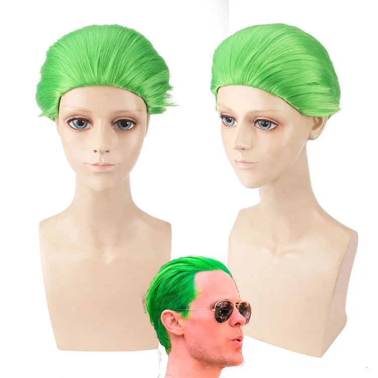 Green Design Joker Cosplay Wig Synthetic Fiber Wig for Masquerade Party Halloween Costume Accessory