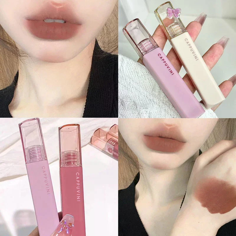 Brilho labial de veludo sedoso, lama labial fosca, à prova d'água, copo antiaderente, à prova de manchas, não desbota, batom líquido, maquiagem feminina
