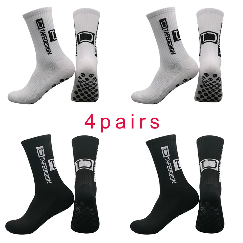 

Socks New 4Pairs/Lot Tapedesign Football 2023 Mid SLIP Calf ANTI Non-Slip Soccer Sport Cycling Sports Mens Sock