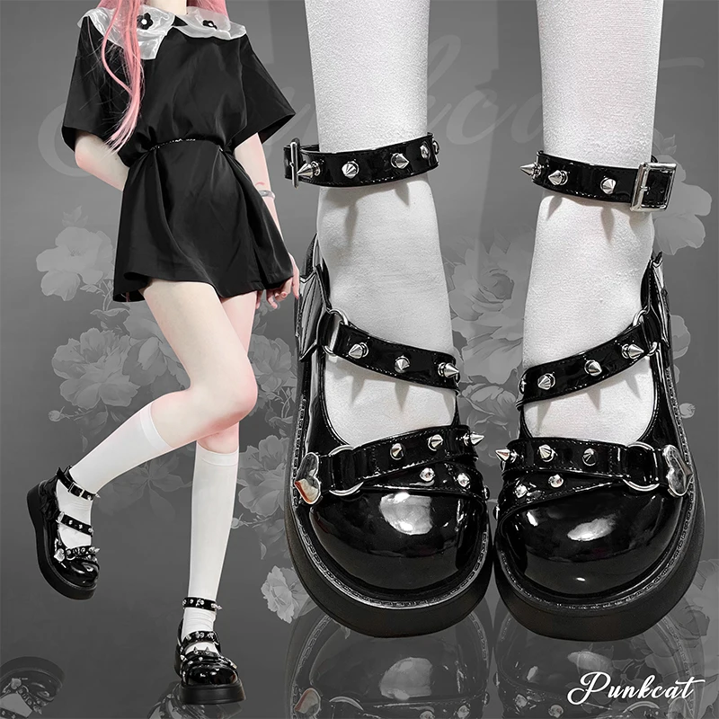 

Оригинальные туфли в стиле готического панк с ивовыми шпильками, японские туфли в стиле Лолиты на плоской подошве, женские субкультуры Y2K, готические туфли Millennial Babes Jk