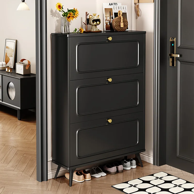 Large capacity living room entrance wooden shoe rack cabinet multi-layer storage dust corridor home