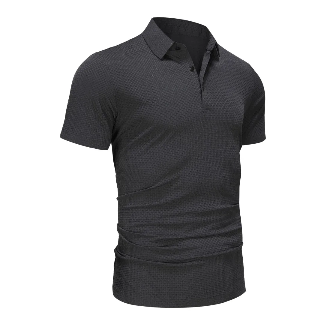 Рубашка-поло мужская с коротким рукавом, откидная, с вырезами, из вискозы, до 6XL, лето