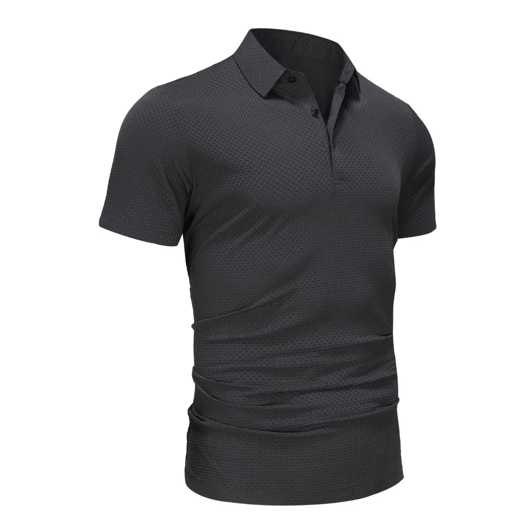 Upto 6XL Summer New Men's Lop-up Hollow Short-sleeved Polo Shirt Ice Silk