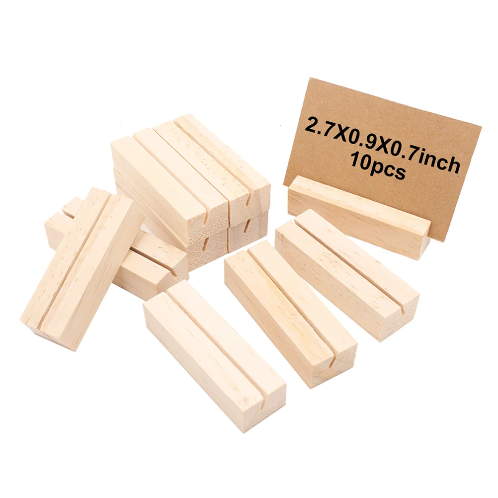 10 Pcs Business Card Holder Tag Memo Table Photo Folder Stand Picture Wooden Office