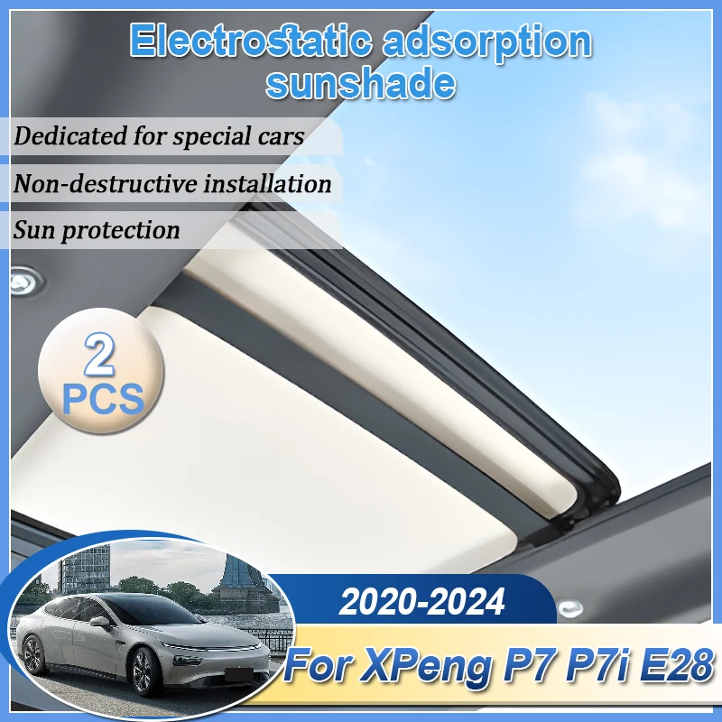 

Автомобильные разделенные солнцезащитные козырьки на крыше для XPeng P7 P7i E28 2020 2021 2022 2023 2024, электростатический солнцезащитный козырек на крыше, аксессуары Skyligh
