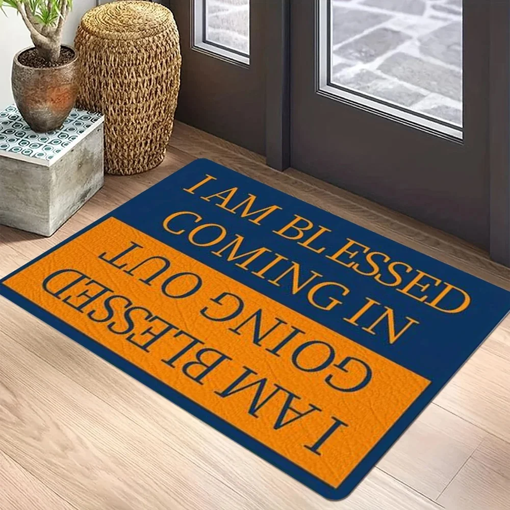 Tapis de porte avec citation inspirante, tapis d'entrée antidérapant, décoration de la maison, tapis de sol intérieur pour salon chambre à coucher, multicolore