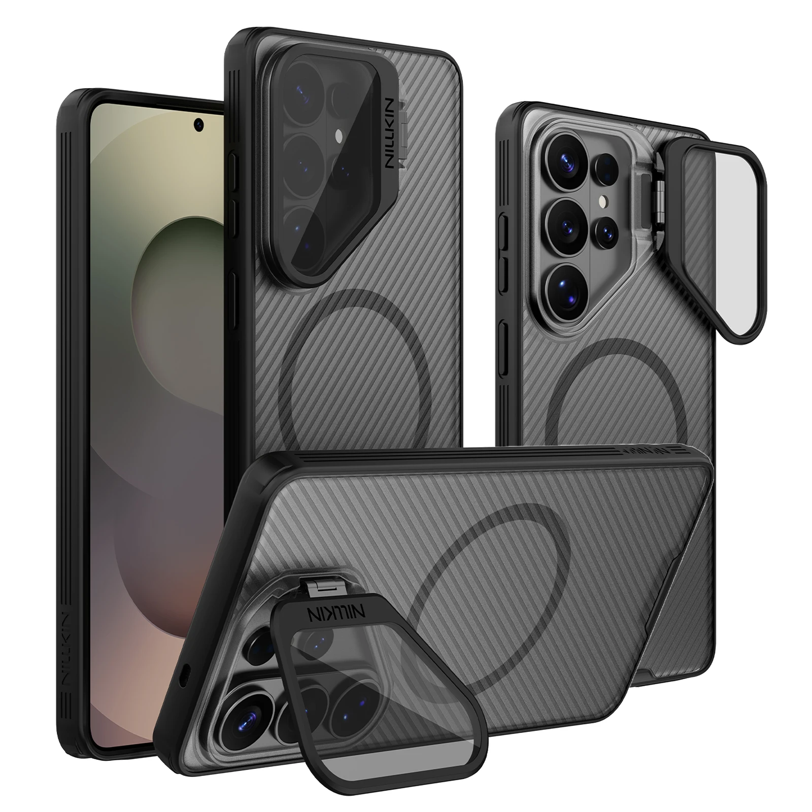 

Чехол NILLKIN для Samsung Galaxy S26 Ultra с подставкой [Магнитная беспроводная зарядка] Защита камеры] Держатель для объектива Противоударный чехол