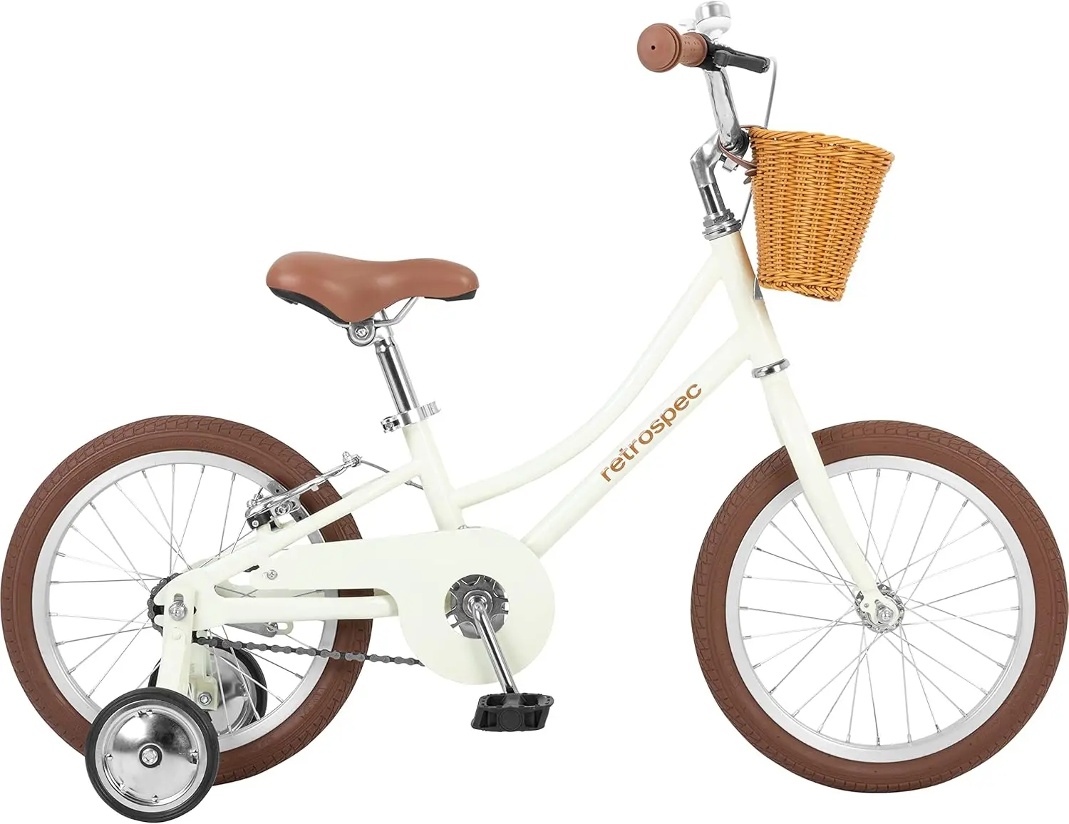 

16in Kids Bike with Training Wheels & Basket for 4-6 Year Olds, Low-Profile Frame, V-Brakes, Safety Bell