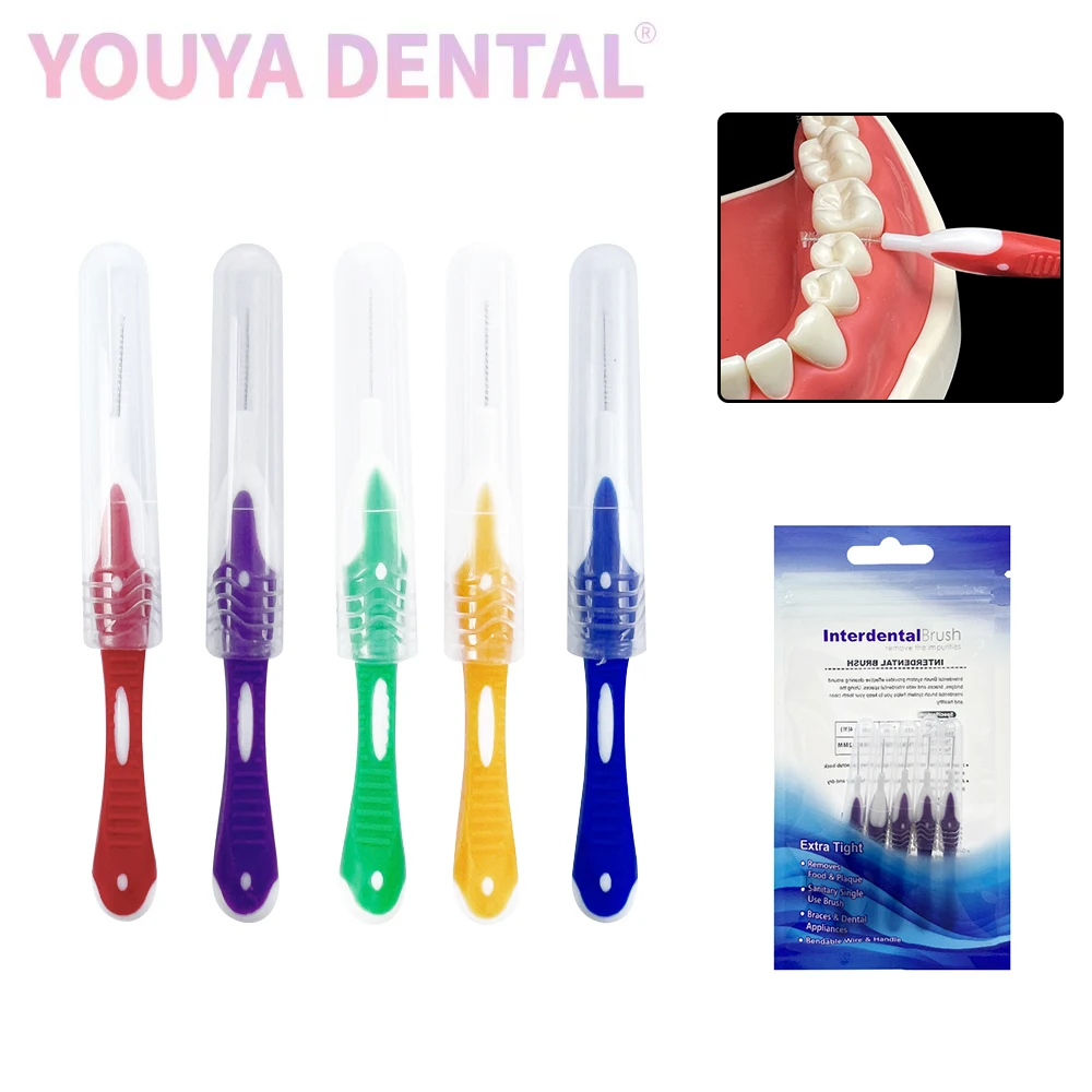 5-Pack Dental Interdental Brush I-Type Dental Floss 0.7mm Teeth Cleaning Dental Floss Stick Spiral Brush Head Interdental Brush