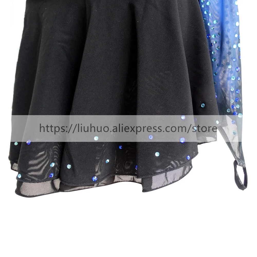 Vestido de patinaje artístico personalizado, falda de hielo de competición para niña y mujer, ropa de gimnasia rítmica, leotardo, rodillo de Ballet azul
