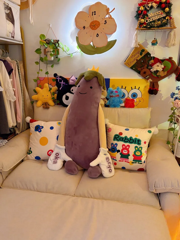 OKYA Eggplant King Pillow Patting Sleep Cushion Egg Plant Hug