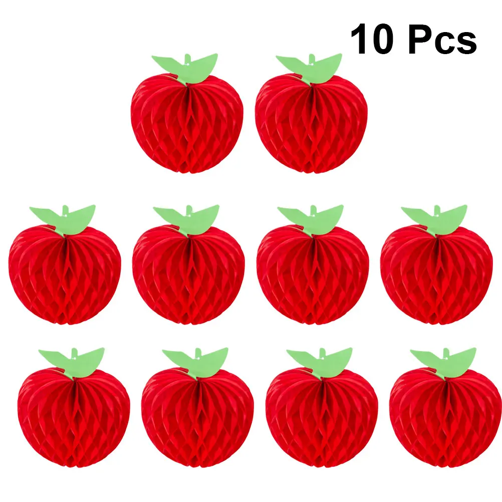 

10pcs Paper Apple Honeycomb Decor Wall Hanging Honeycomb Ball Apple Banner Pendant For Party Home Indoor Outdoor Decor Supply
