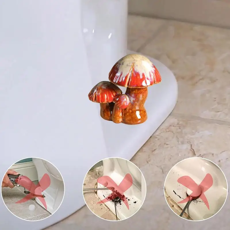 Mushroom Toilet Bolt Covers 2pcs Cute Mushroom Covers Toilet Bathroom Decor Resin Mushroom Sculpture Statue Cute Mushroom Covers