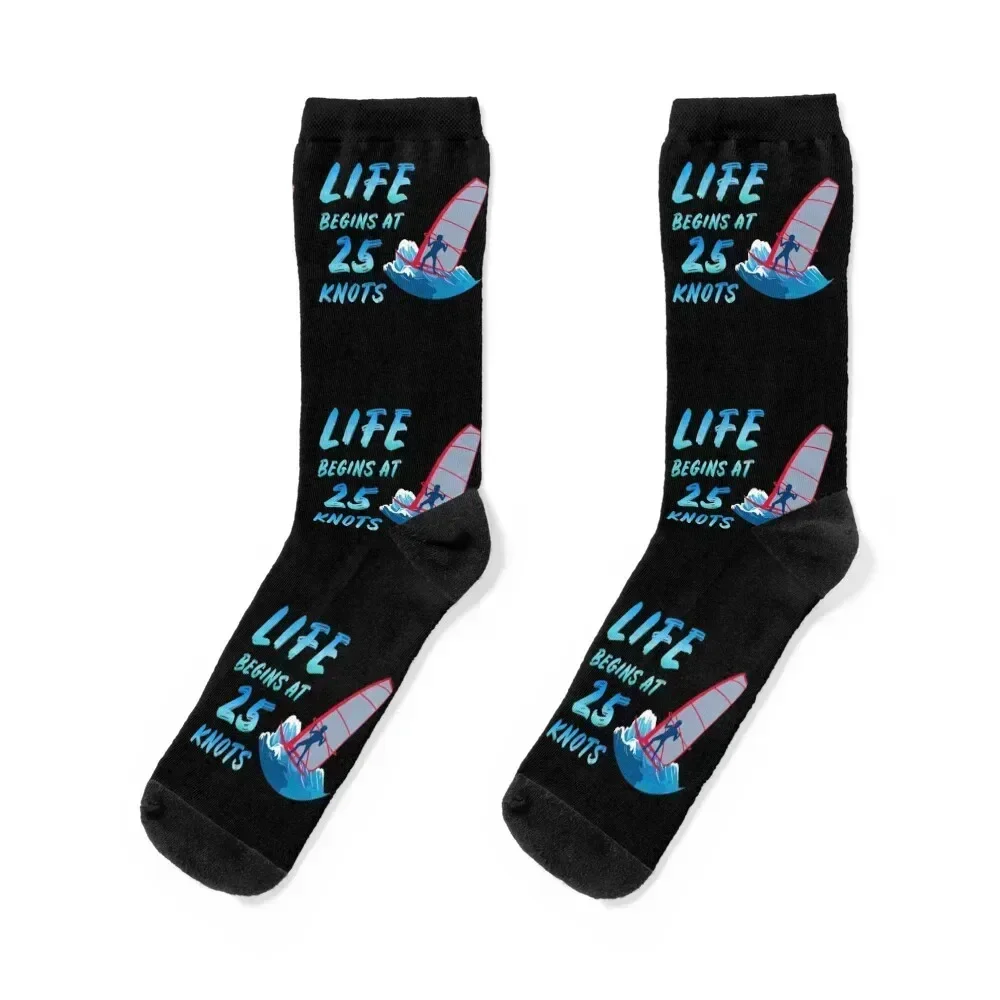 

Life Begins At 25 Knots Windsurfer Windsurfing Ocean Summer Gift Socks sport Lots Antiskid soccer Socks Ladies Men's